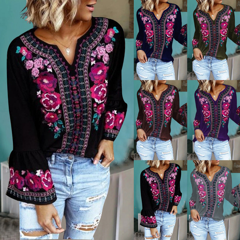 Women's Loose Print Long Sleeves