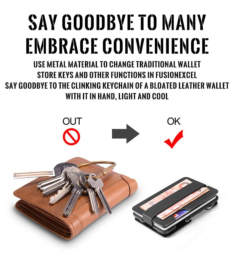 Multifunction Metal Key Holder and Minimalist Credit Card Money Clip Wallet for Men