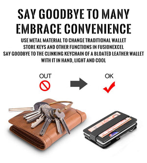 Multifunction Metal Key Holder and Minimalist Credit Card Money Clip Wallet for Men