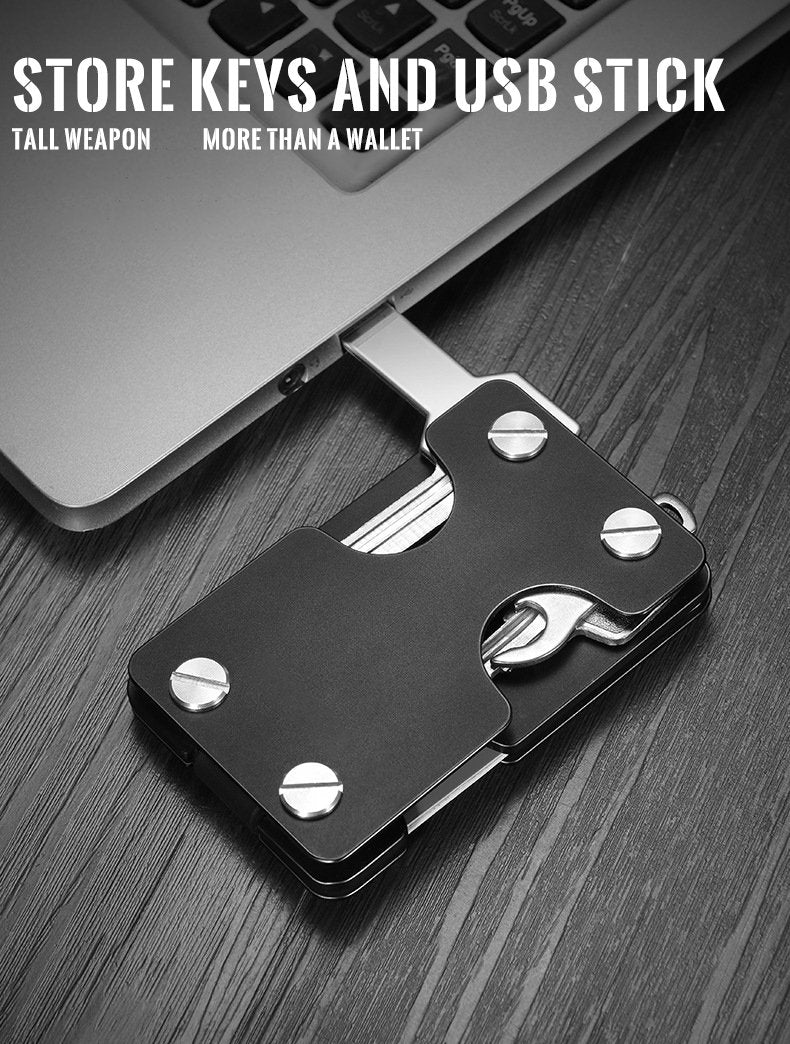 Multifunction Metal Key Holder and Minimalist Credit Card Money Clip Wallet for Men