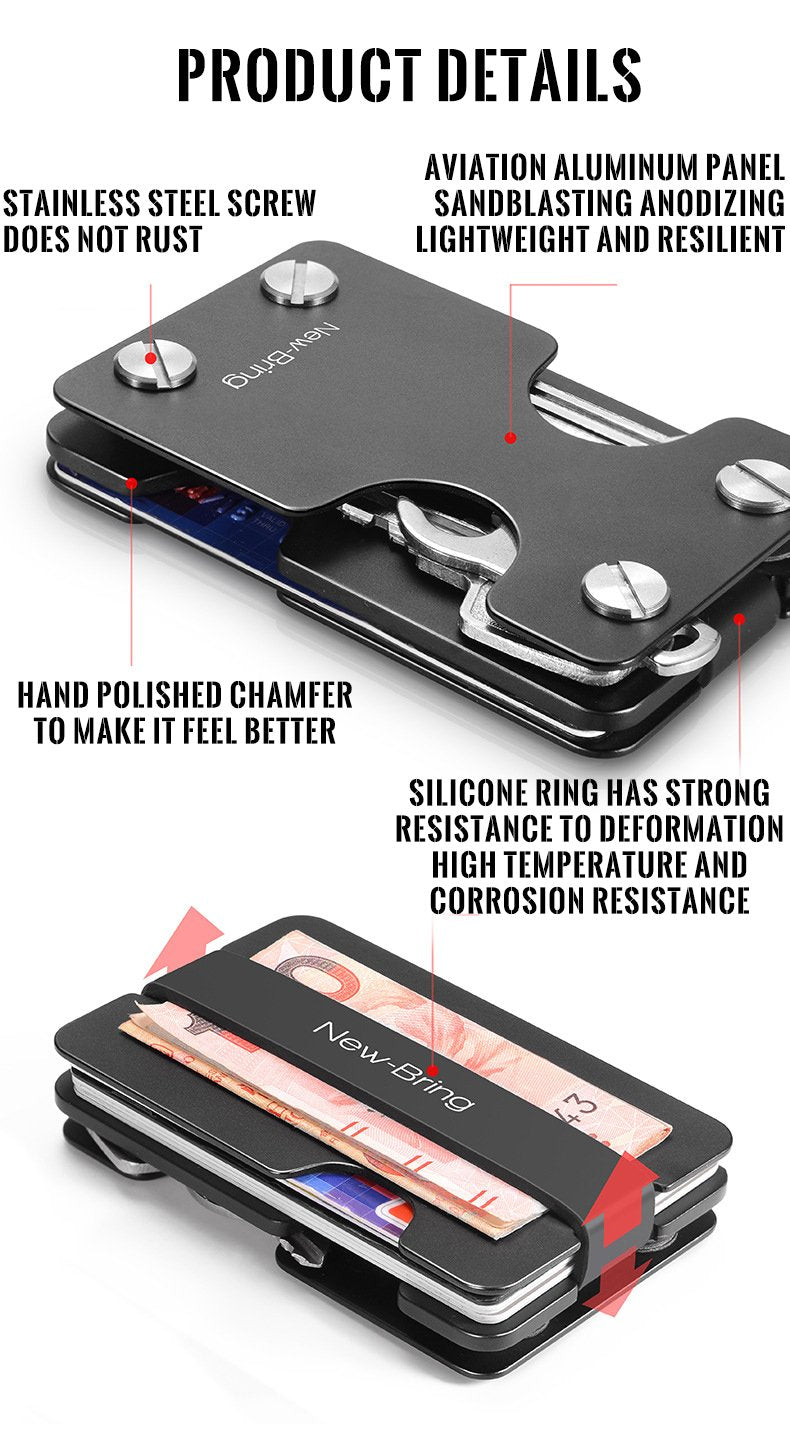 Multifunction Metal Key Holder and Minimalist Credit Card Money Clip Wallet for Men