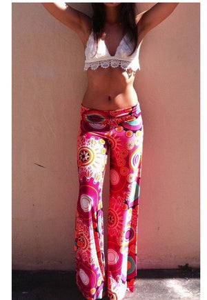 Fashion new floral print straight leg pants ladies casual pants