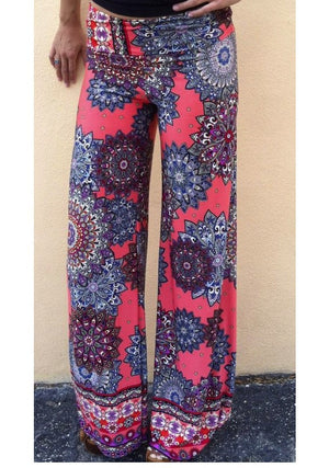 Fashion new floral print straight leg pants ladies casual pants