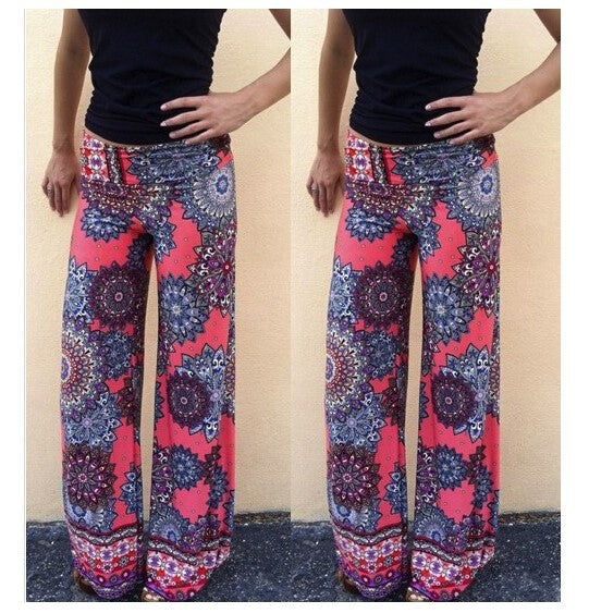 Fashion new floral print straight leg pants ladies casual pants