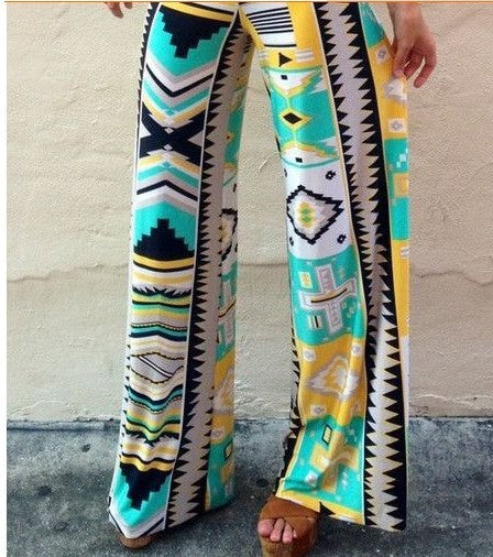 Fashion new floral print straight leg pants ladies casual pants
