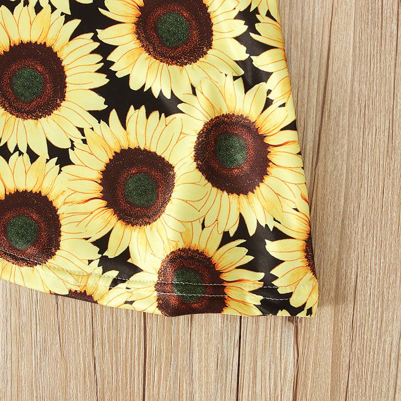 Kids sunflower O Neck Long Sleeve Dress