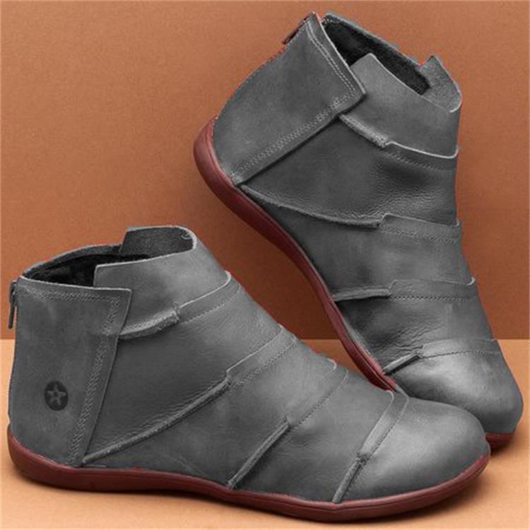 2020 new round toe casual zipper Martin boots women