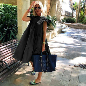 Bekzy Ruched Short Sleeve Loose Green Midi Dress