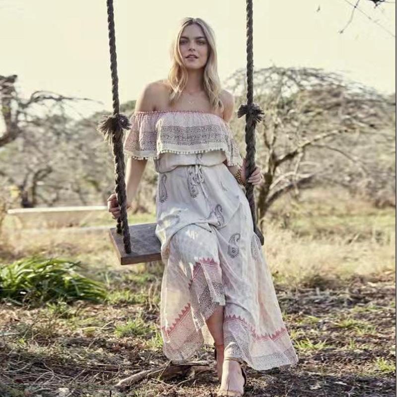 2020 New Slash Neck Bohemia Dress