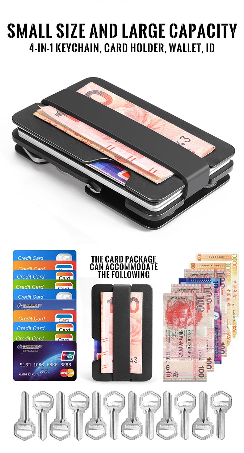 Multifunction Metal Key Holder and Minimalist Credit Card Money Clip Wallet for Men