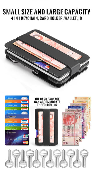 Multifunction Metal Key Holder and Minimalist Credit Card Money Clip Wallet for Men