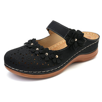 Fashion style wedge heel velcro round toe shoes sandals women