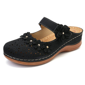 Fashion style wedge heel velcro round toe shoes sandals women