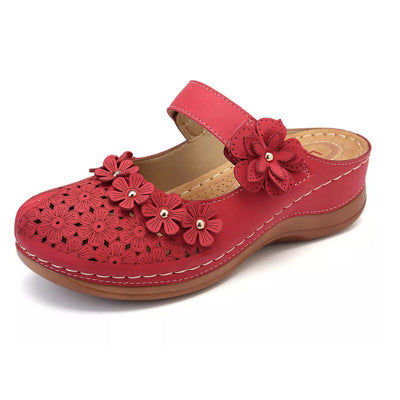 Fashion style wedge heel velcro round toe shoes sandals women