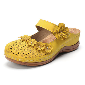 Fashion style wedge heel velcro round toe shoes sandals women