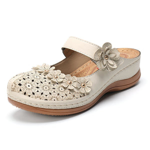 Fashion style wedge heel velcro round toe shoes sandals women