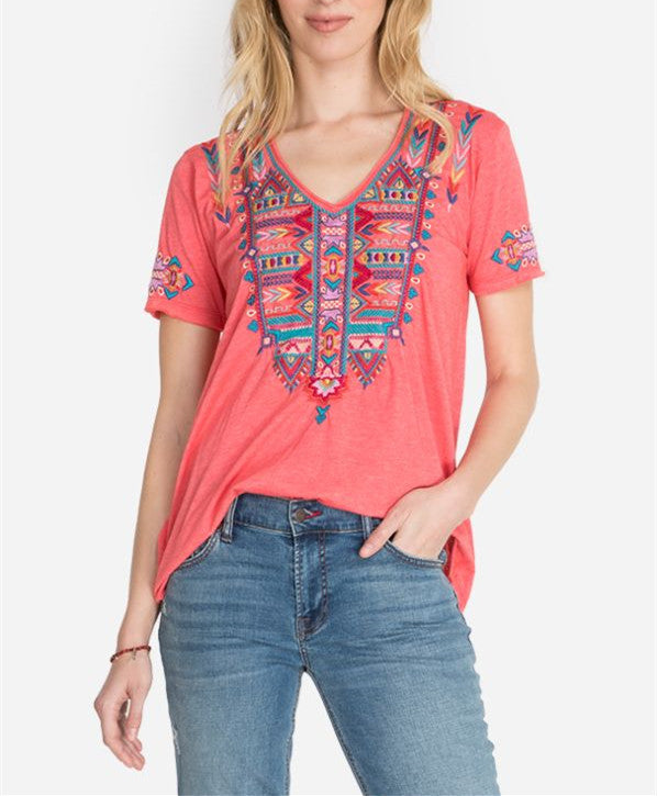 Fashion new embroidery boho style women's embroidered short sleeve t-shirt