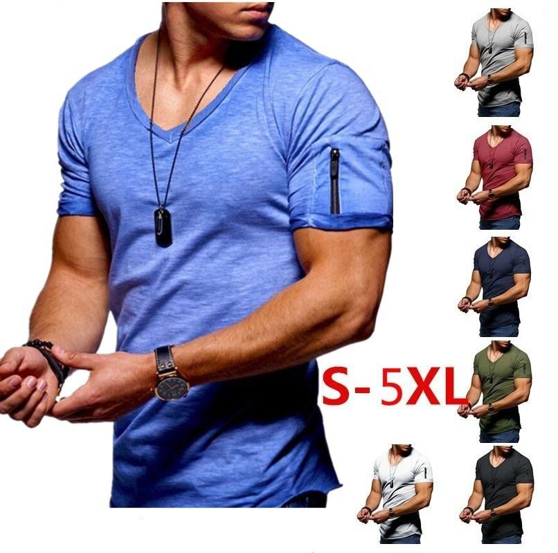2020 New Bodybulding V collar T shirt