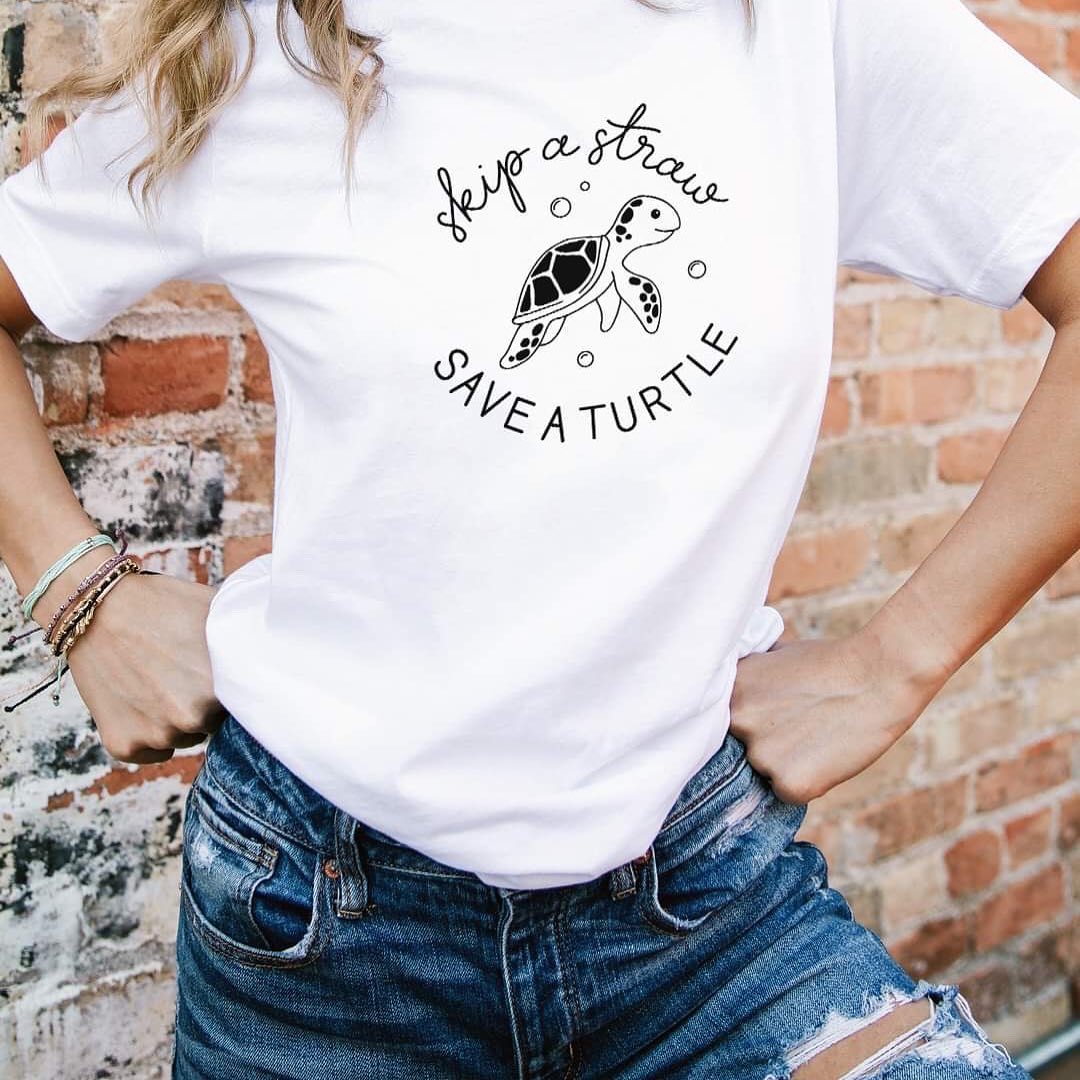 Skip a Straw Save a Turtle Eco Tee