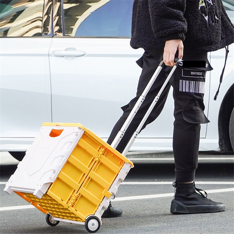 Pratical Travel Folding Storage Basket with Wheels for Car
