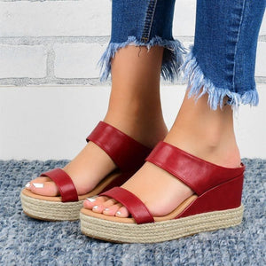 2020 new hemp rope braided thick bottom wedge sandals women