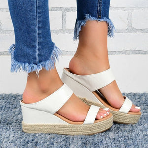 2020 new hemp rope braided thick bottom wedge sandals women