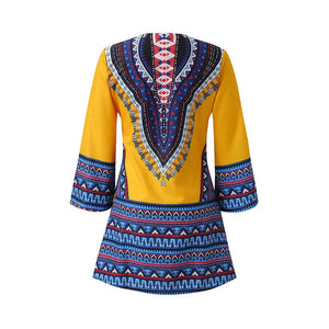 Fashion new style ethnic style stitching mid-length dress