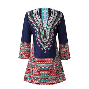 Fashion new style ethnic style stitching mid-length dress