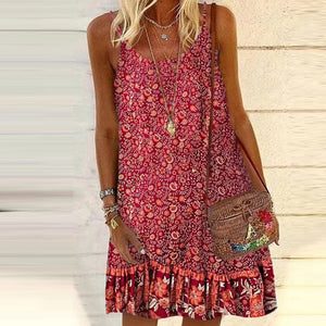 Fashion New Floral Slim Sling Printed Dress