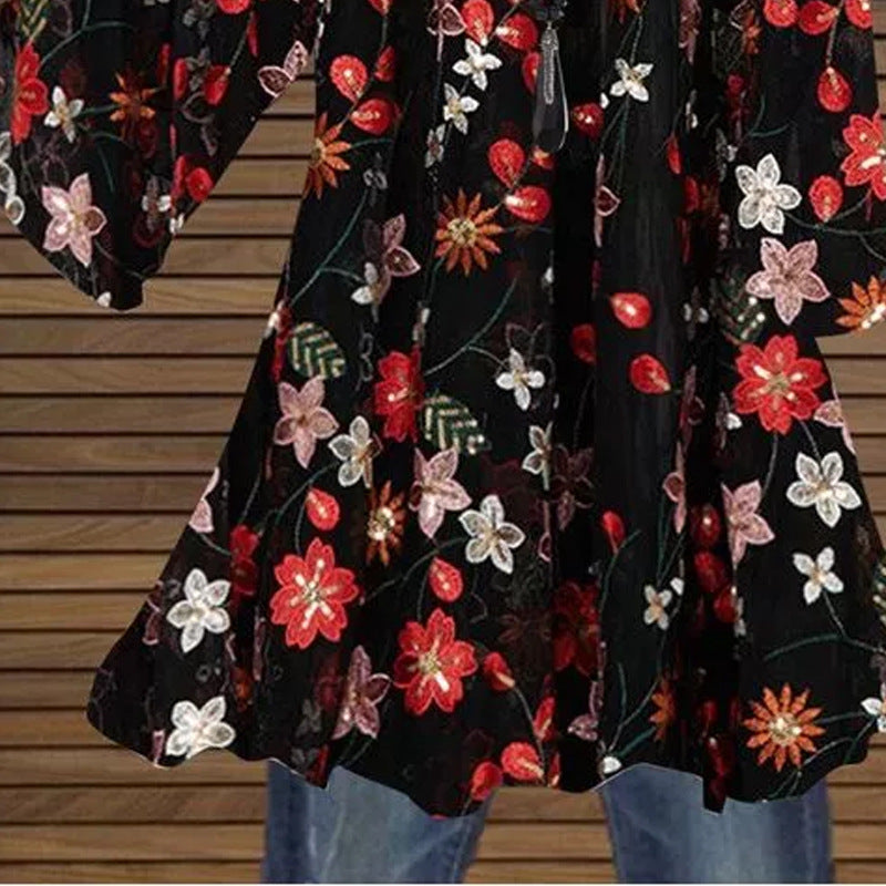 Fashion new loose casual printing V-neck shirt