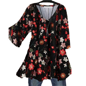 Fashion new loose casual printing V-neck shirt