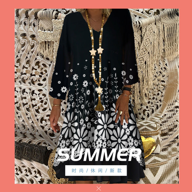 2020 new product printed fashion big skirt dress