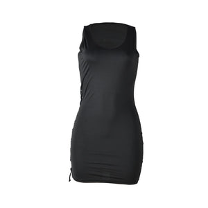 Black Cut Out Lace-Up Side Slit Sleeveless Bodycon Club Mini Dress