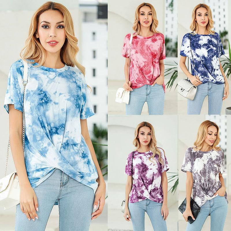 O Neck Tie Dye Print Casual Tshirt