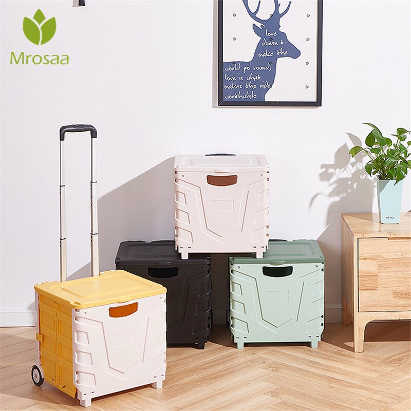 Pratical Travel Folding Storage Basket with Wheels for Car