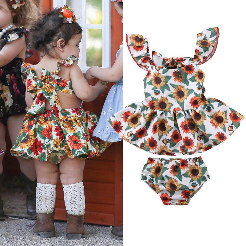 Baby Sunflower Dress + Bottom