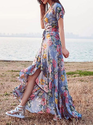 Asymmetric Printed Bohemia Dress