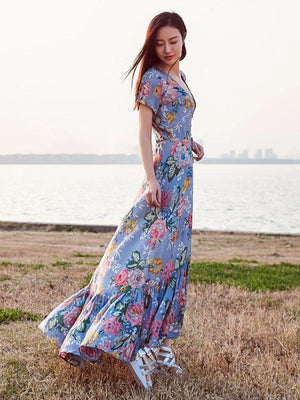 Asymmetric Printed Bohemia Dress