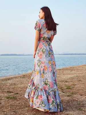 Asymmetric Printed Bohemia Dress