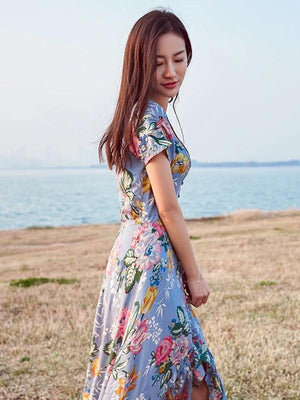 Asymmetric Printed Bohemia Dress