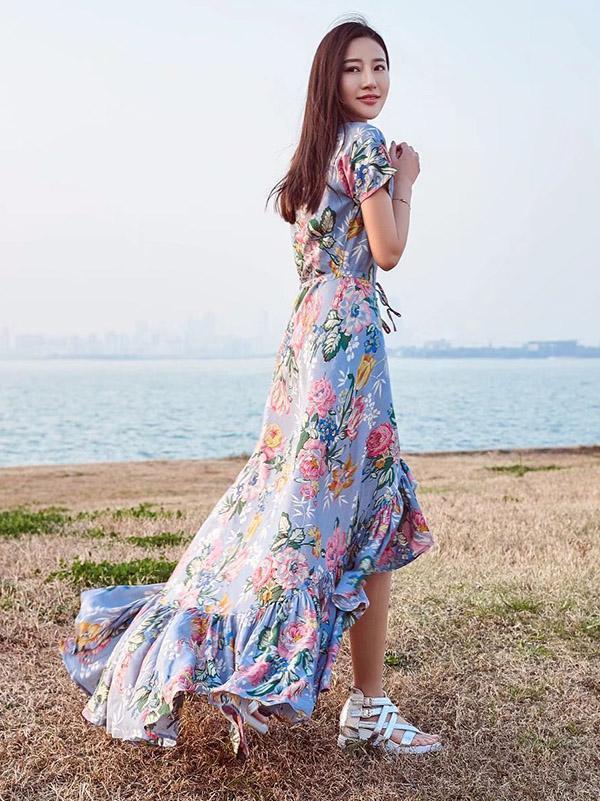 Asymmetric Printed Bohemia Dress
