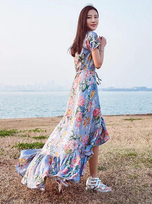 Asymmetric Printed Bohemia Dress