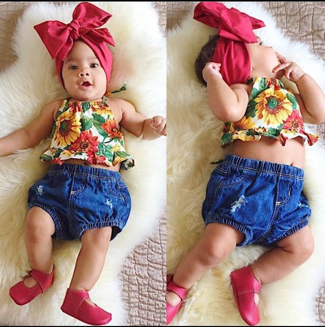 Sunflower shirt + Denim Shorts