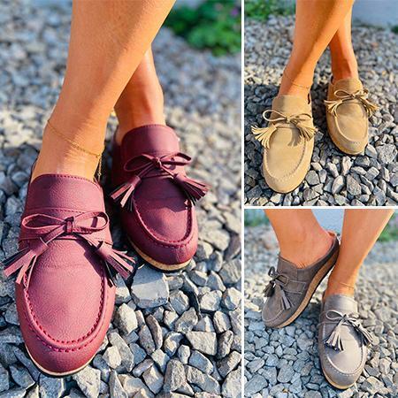 Bowknot Comfy Clogs Suede Leather Slip On Sandals