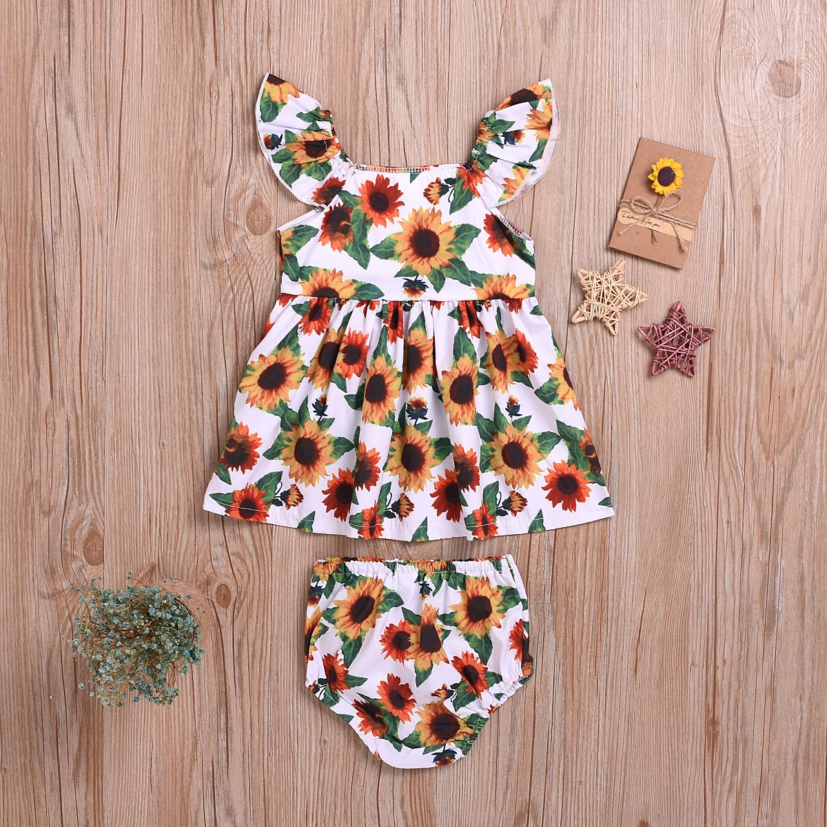 Baby Sunflower Dress + Bottom