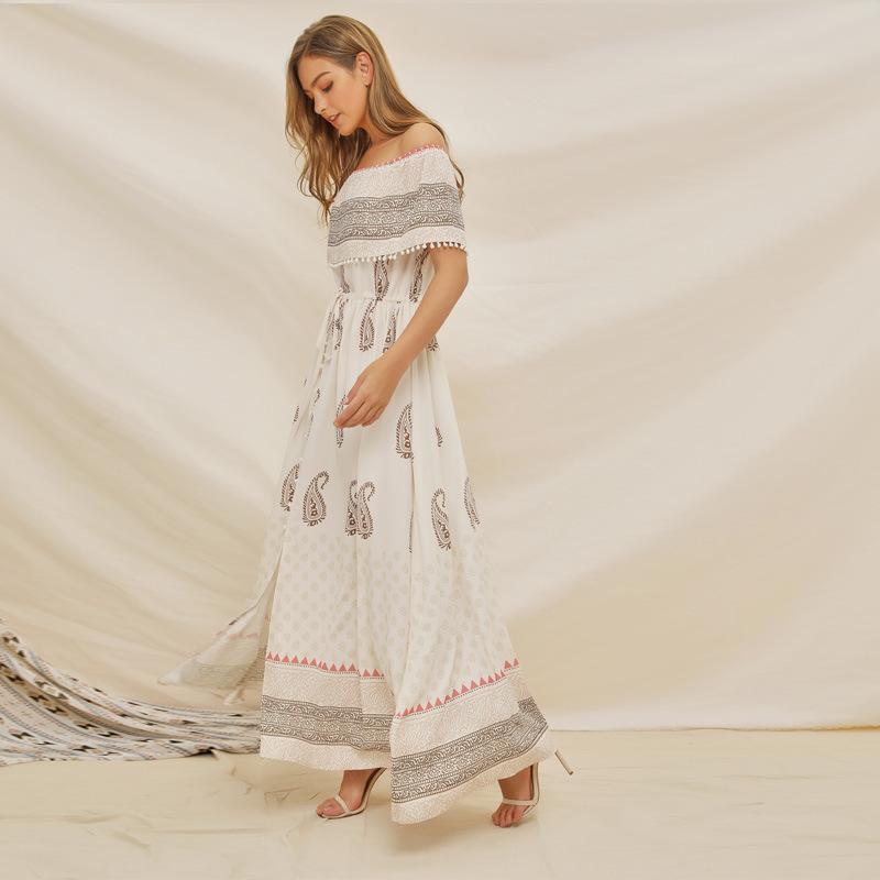 2020 New Slash Neck Bohemia Dress
