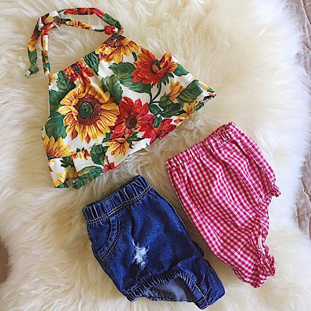 Sunflower shirt + Denim Shorts