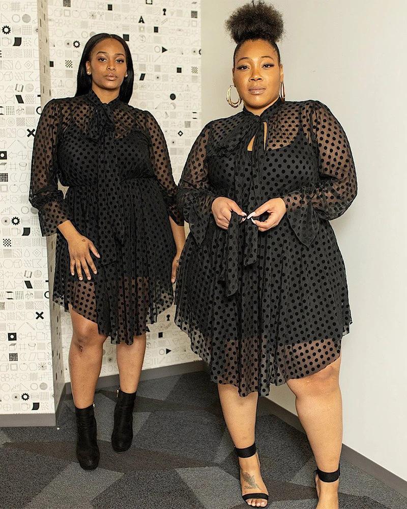 Polka Dots Lace Midi Dress