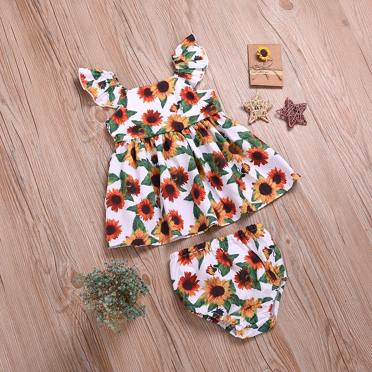 Baby Sunflower Dress + Bottom
