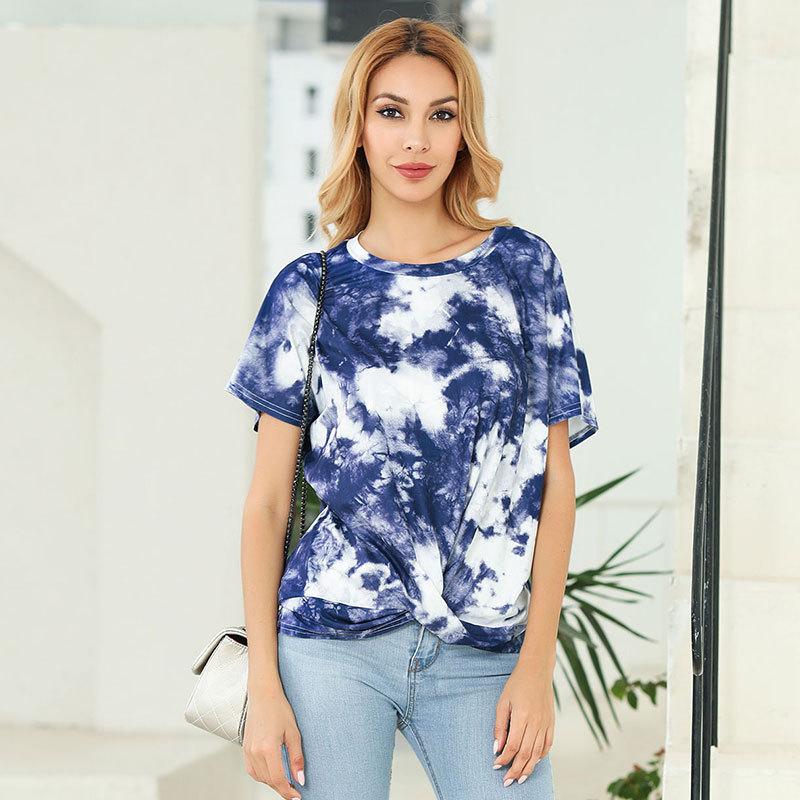 O Neck Tie Dye Print Casual Tshirt